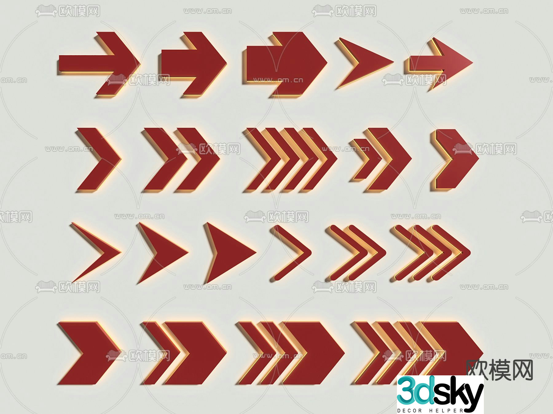 arrow sign indication navigation icon 3d model