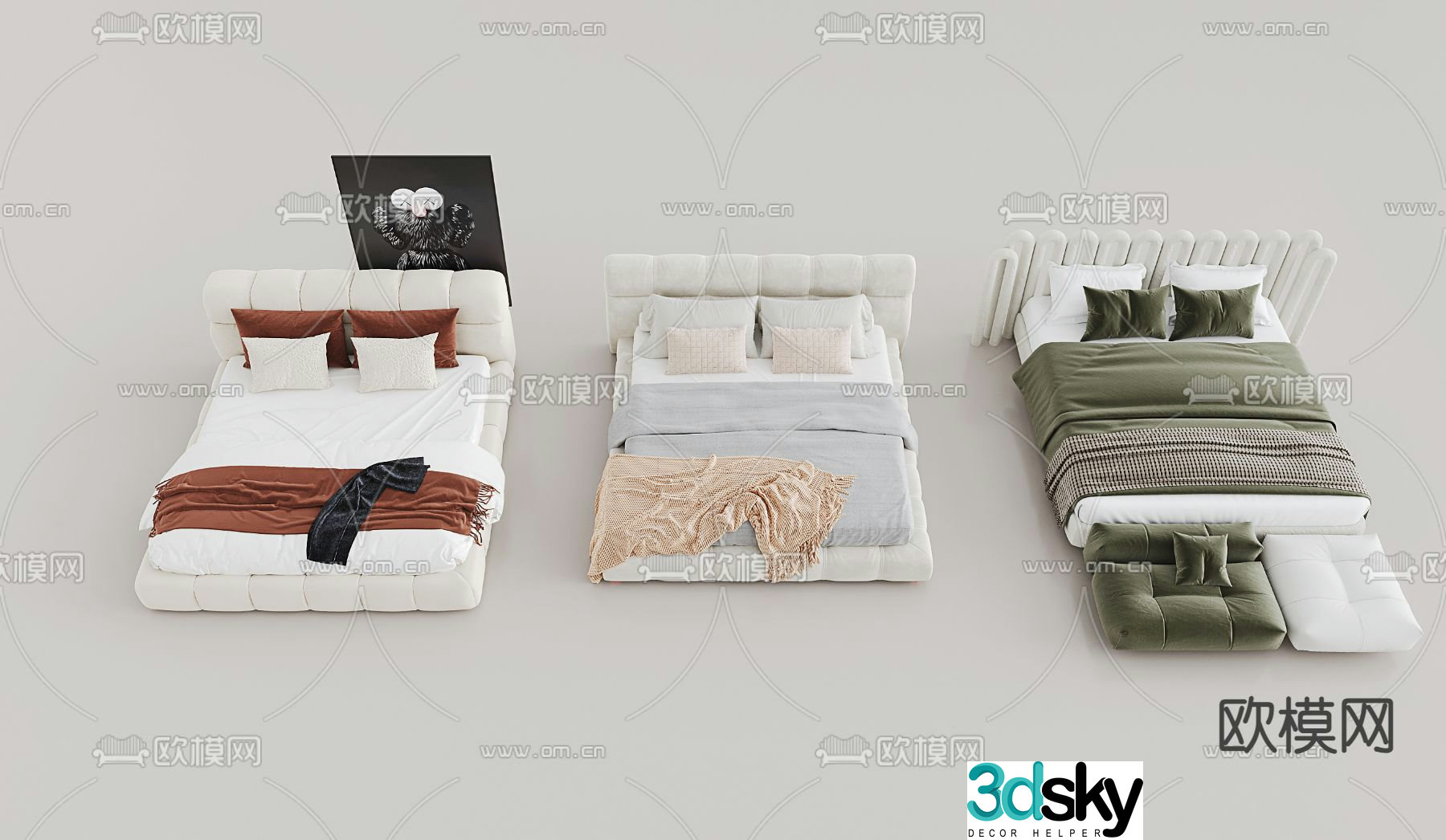 Modern double bed 3d model