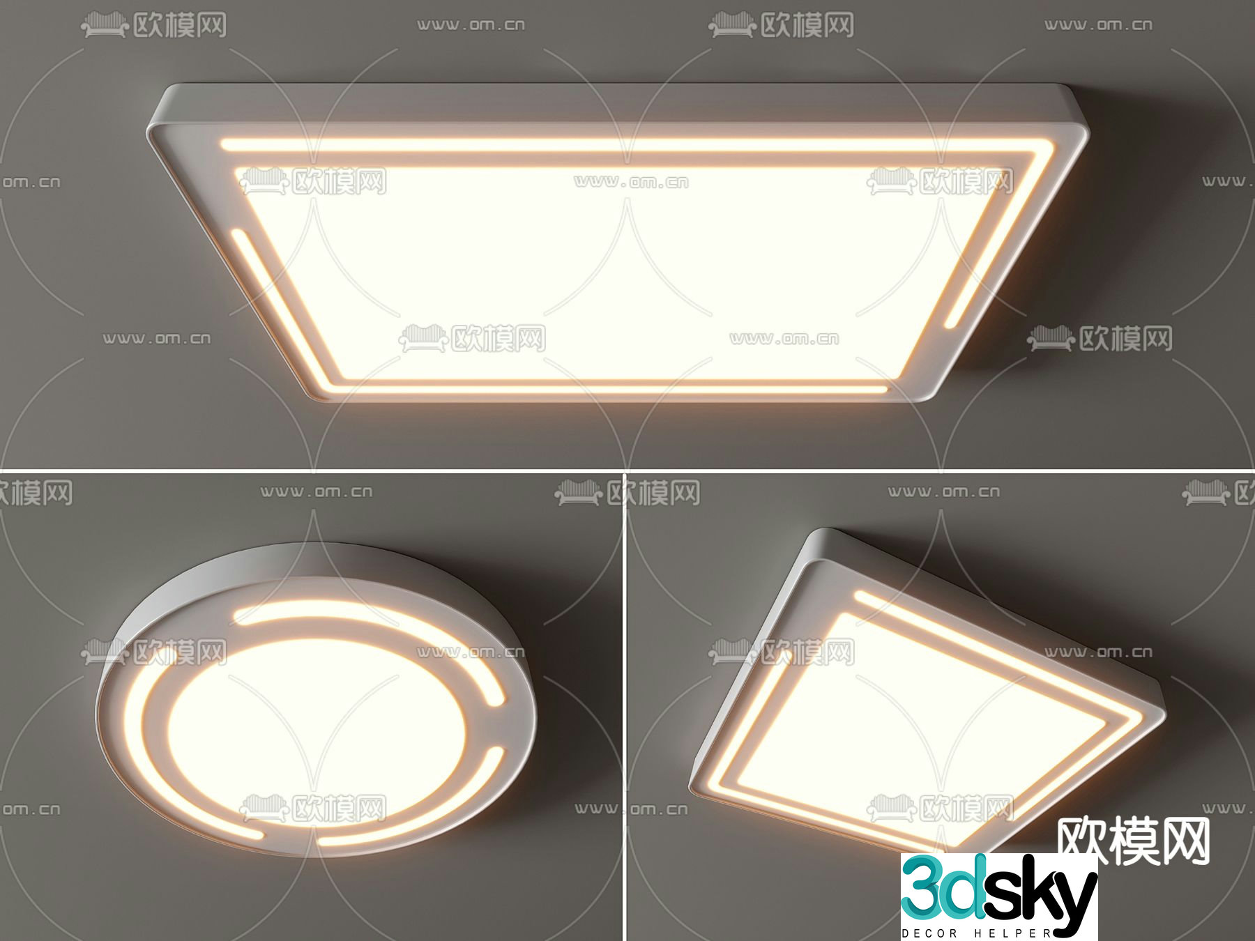 Round ceiling lamp bedroom lamp geometric ceiling lamp 3d model