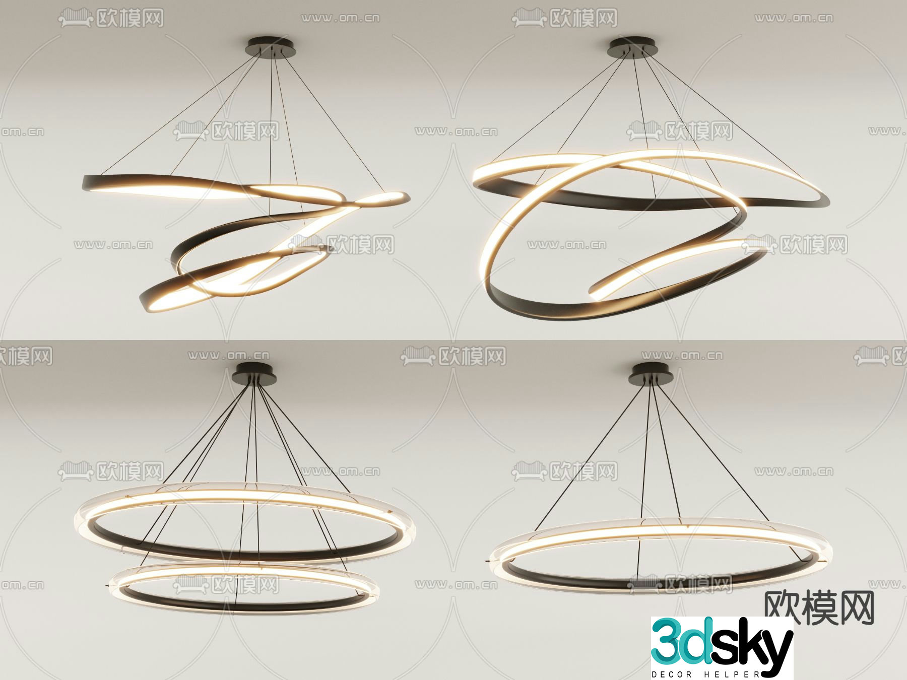 Ring chandelier hall chandelier 3d model