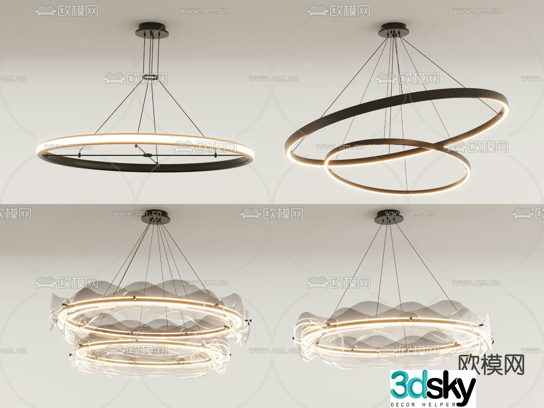 Ring chandelier hall chandelier 3d model