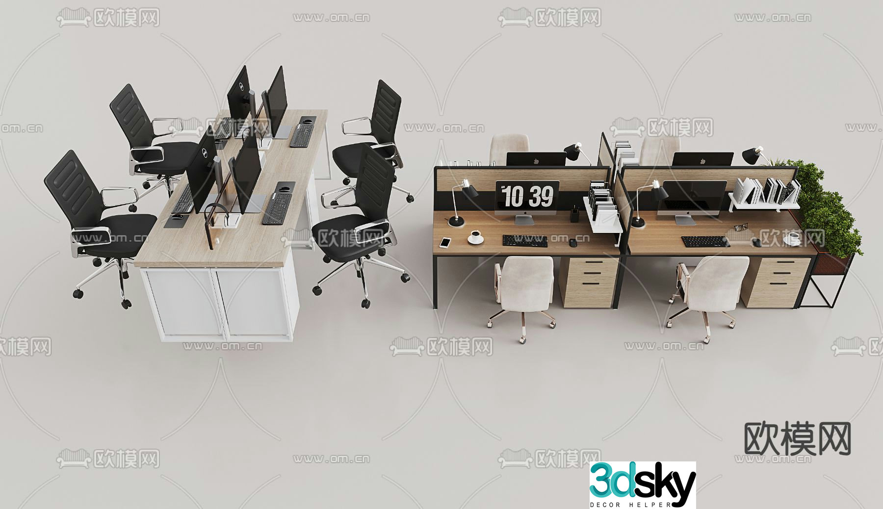 Desk post work station card position 3D model