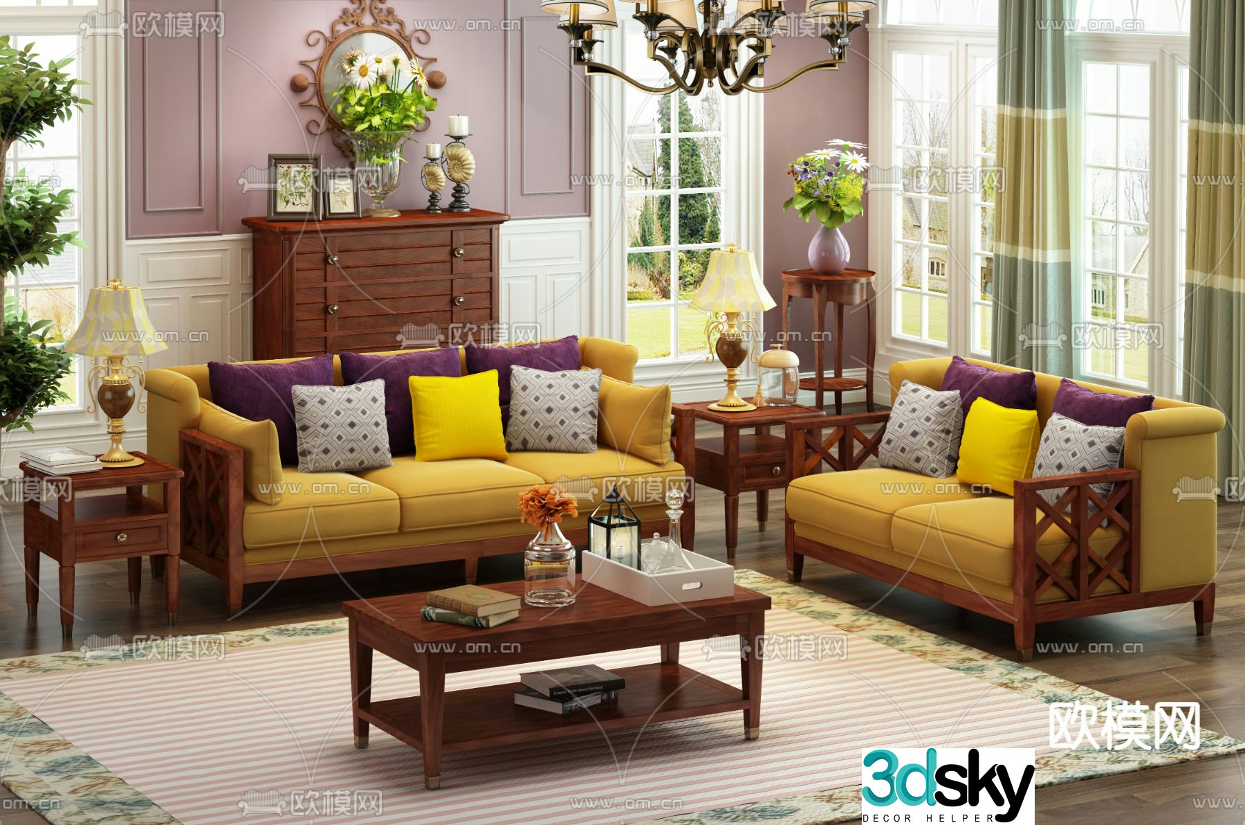 American modular sofa 3d model