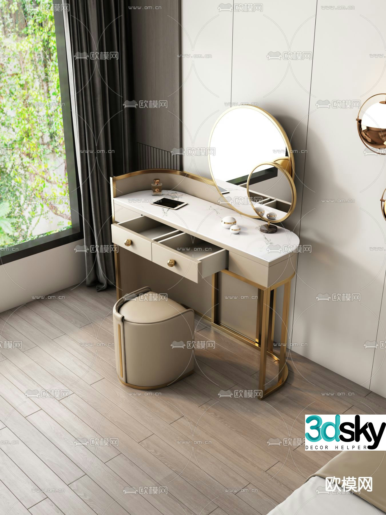 Light luxury dressing table 3D model
