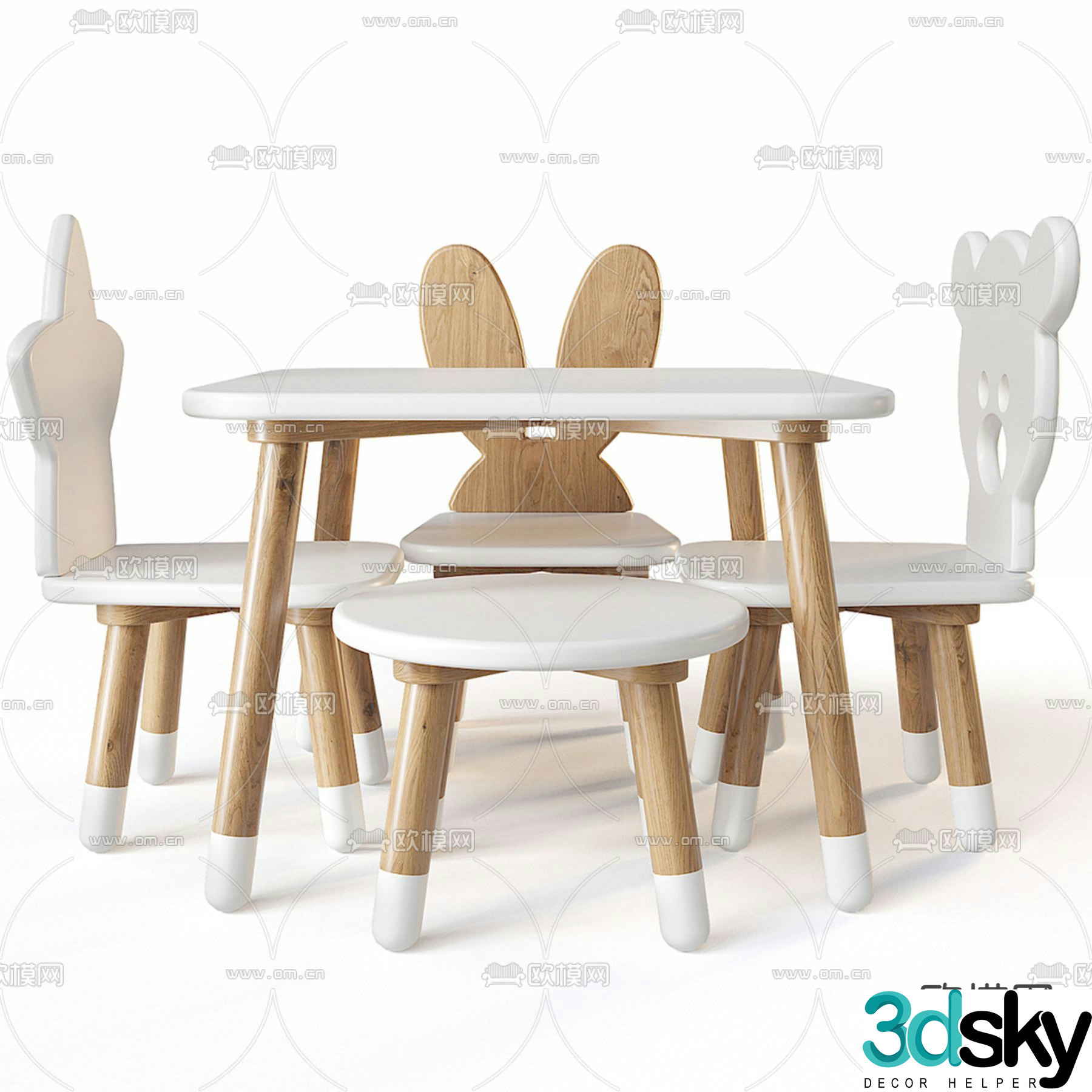 Children’s table and chair 3d model