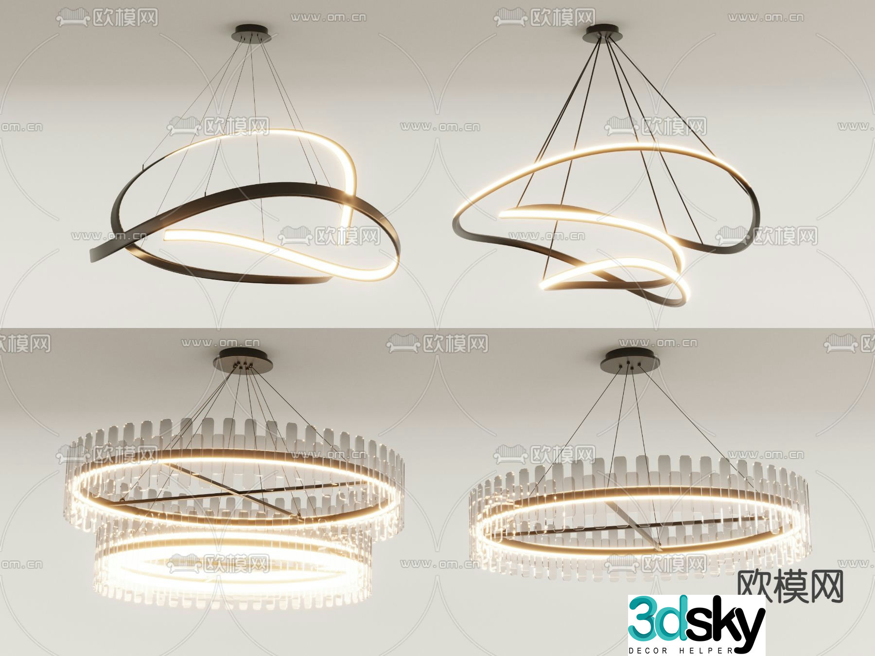 Ring chandelier hall chandelier 3d model