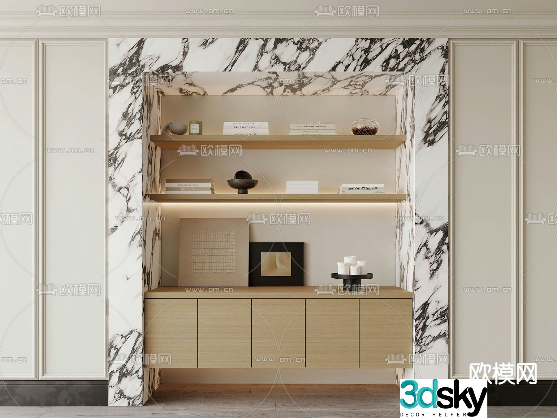 Decorative cabinet partition cabinet shelf 3d model