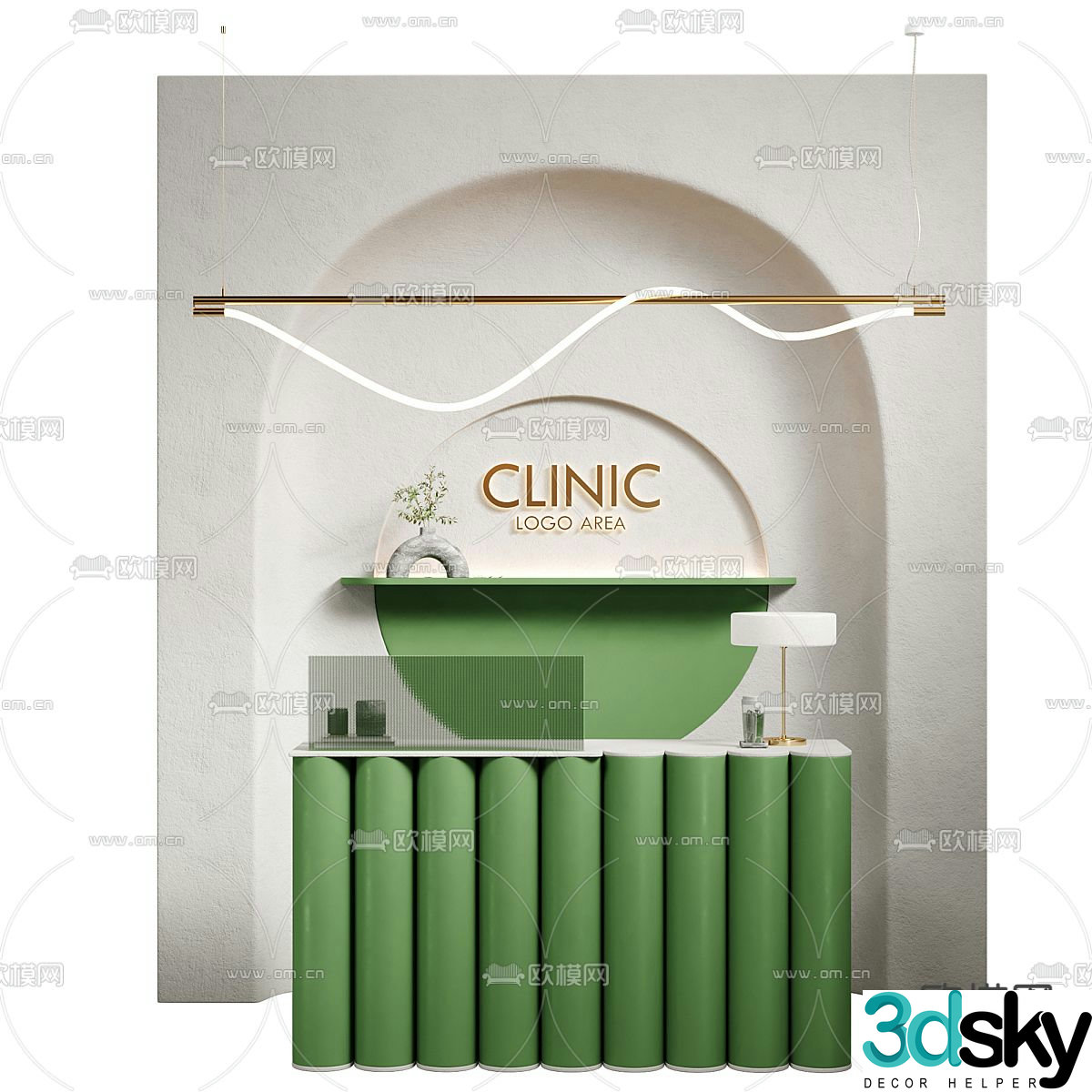 Modern front desk reception desk service desk 3d model