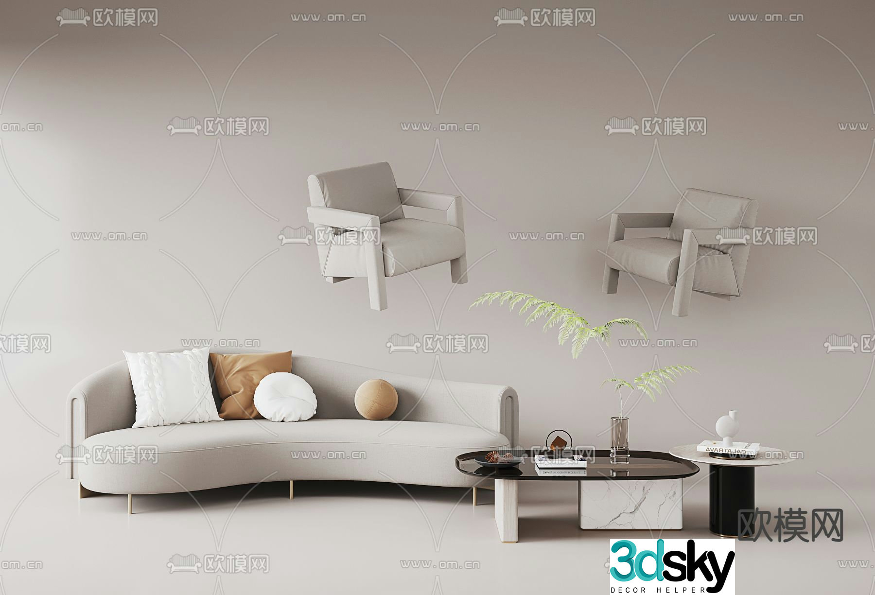 Modern modular sofa curved sofa 3d model