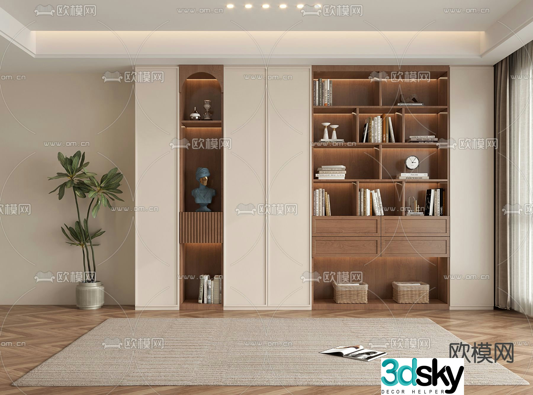 Medieval style bookcase decorative cabinet 3d model