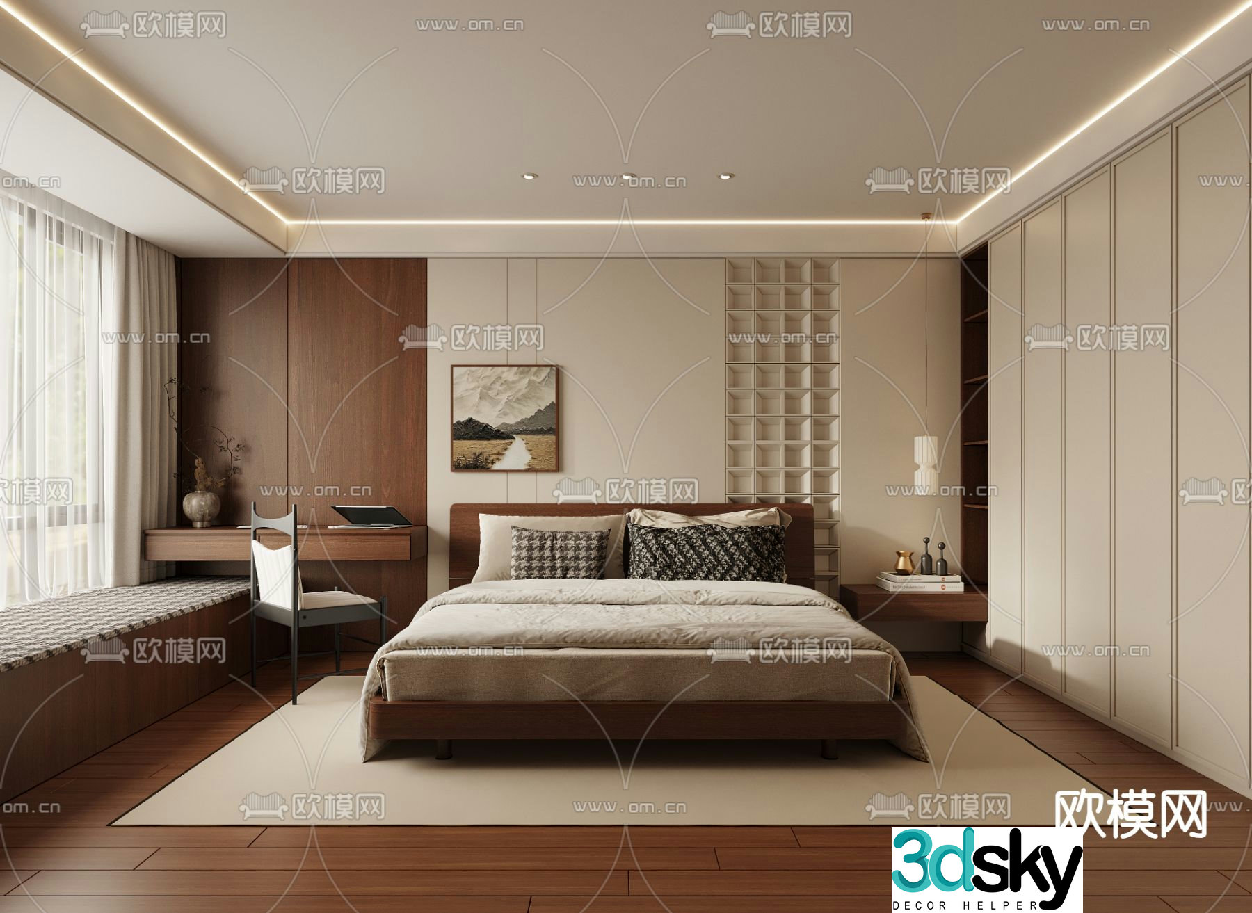 Middle style bedroom master bedroom master room 3d model