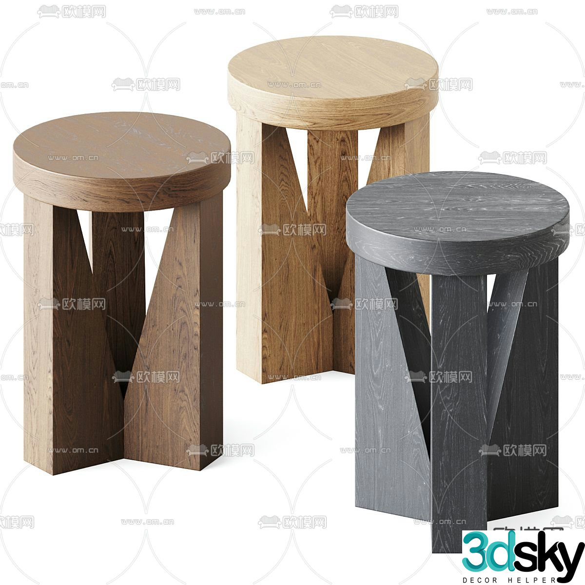 Mattiazzi round stool low stool seat stool 3d model