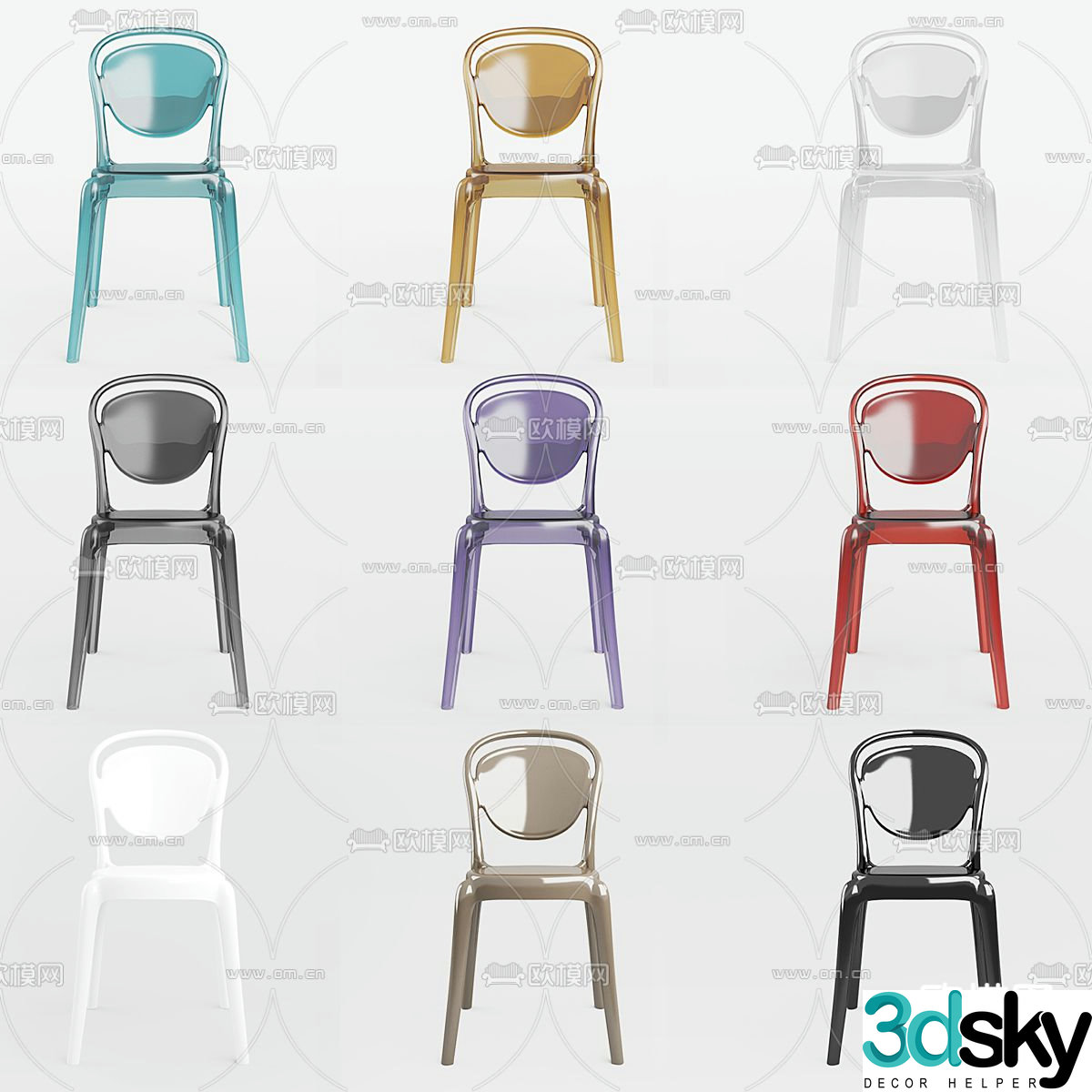 Acrylic chair dining chair 3d model