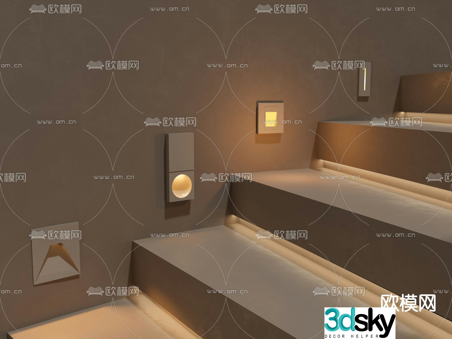 Wall lamp floor lamp sensor lamp stair lamp step lamp 3D model