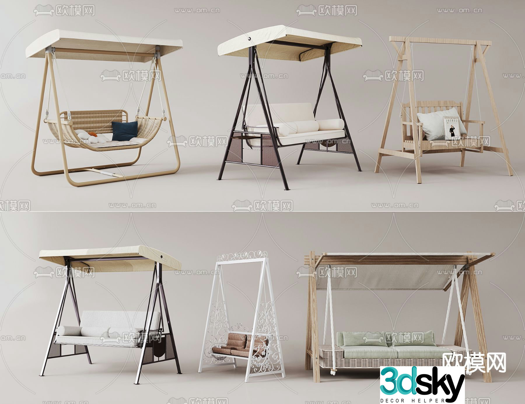 Outdoor swing courtyard hanging chair balcony chair 3d model