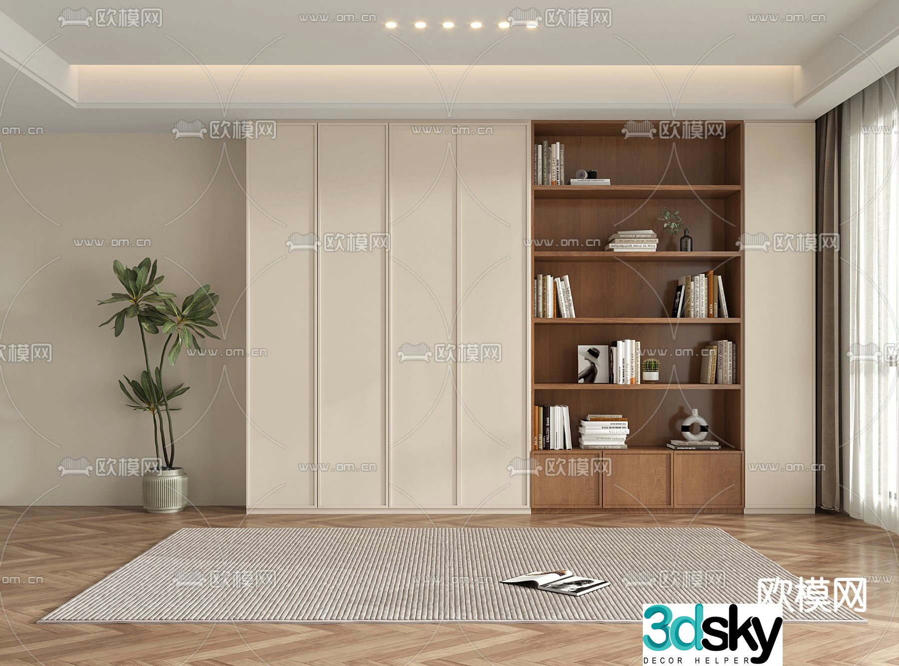 Middle-aged bookcase display case 3D model
