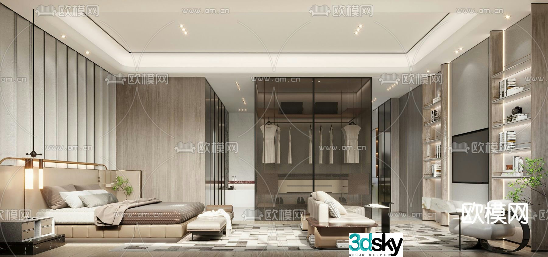 Modern bedroom master room 3d model