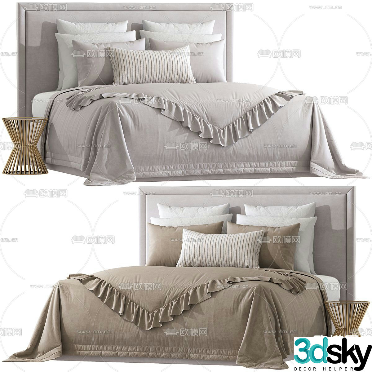 Modern double bed 3d model