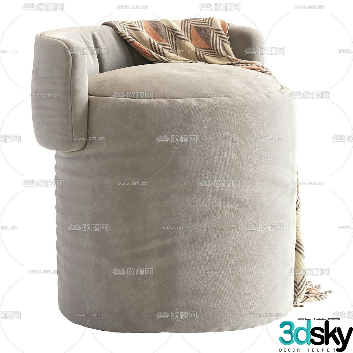 stool sofa stool footrest 3d model