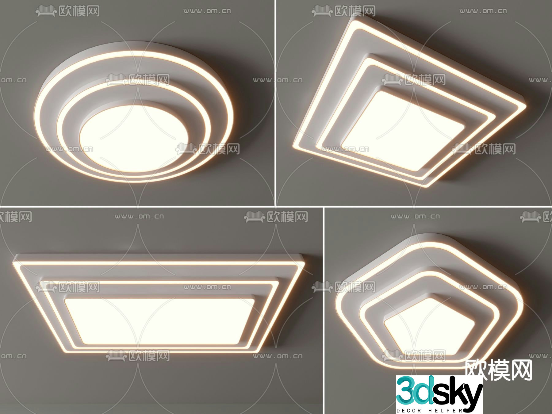 Geometric ceiling lamp round ceiling lamp 3d model
