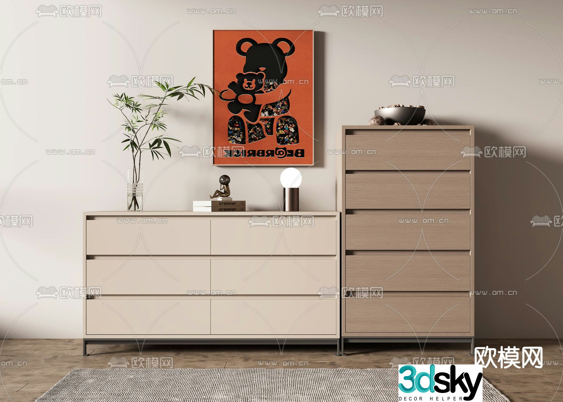 Modern side cabinet chest 3d model