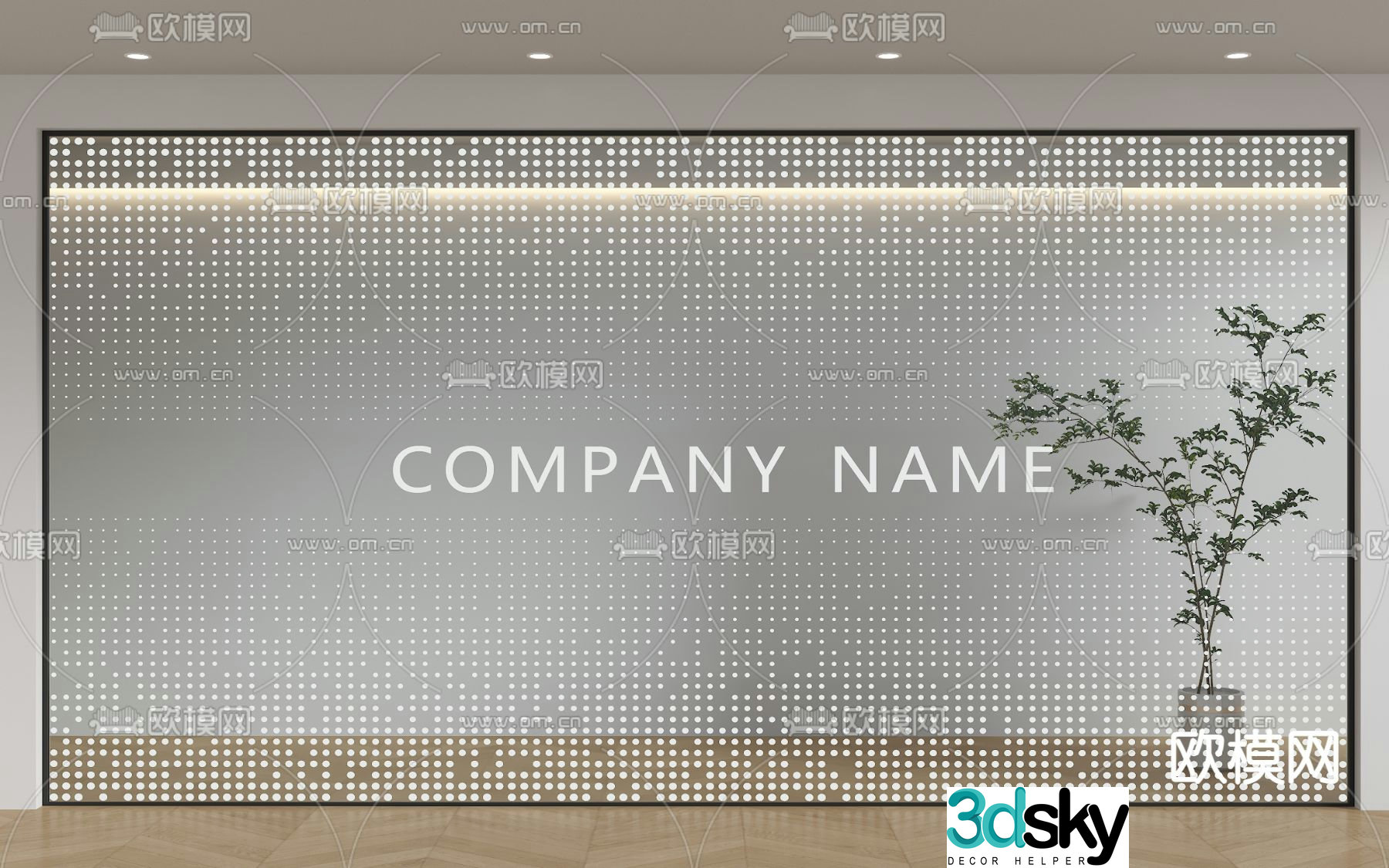 Office partition Gradient glass screen 3d model