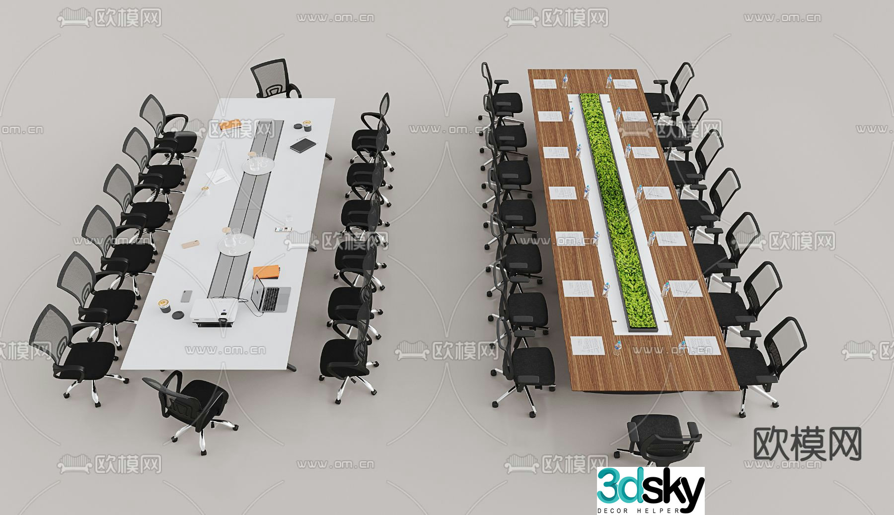 Conference tables and chairs conference table 3d model
