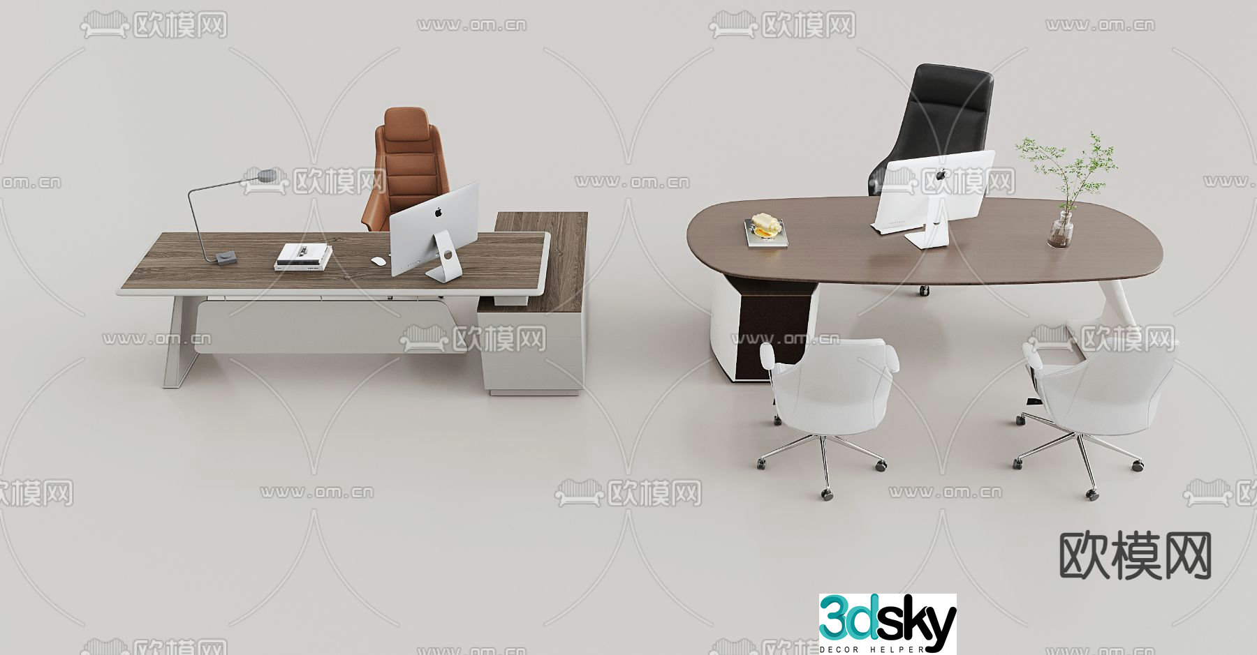 Desk table boss table office desk 3d model