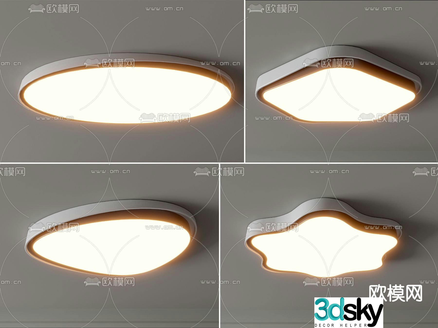 Oval ceiling lamp geometric ceiling lamp 3d model