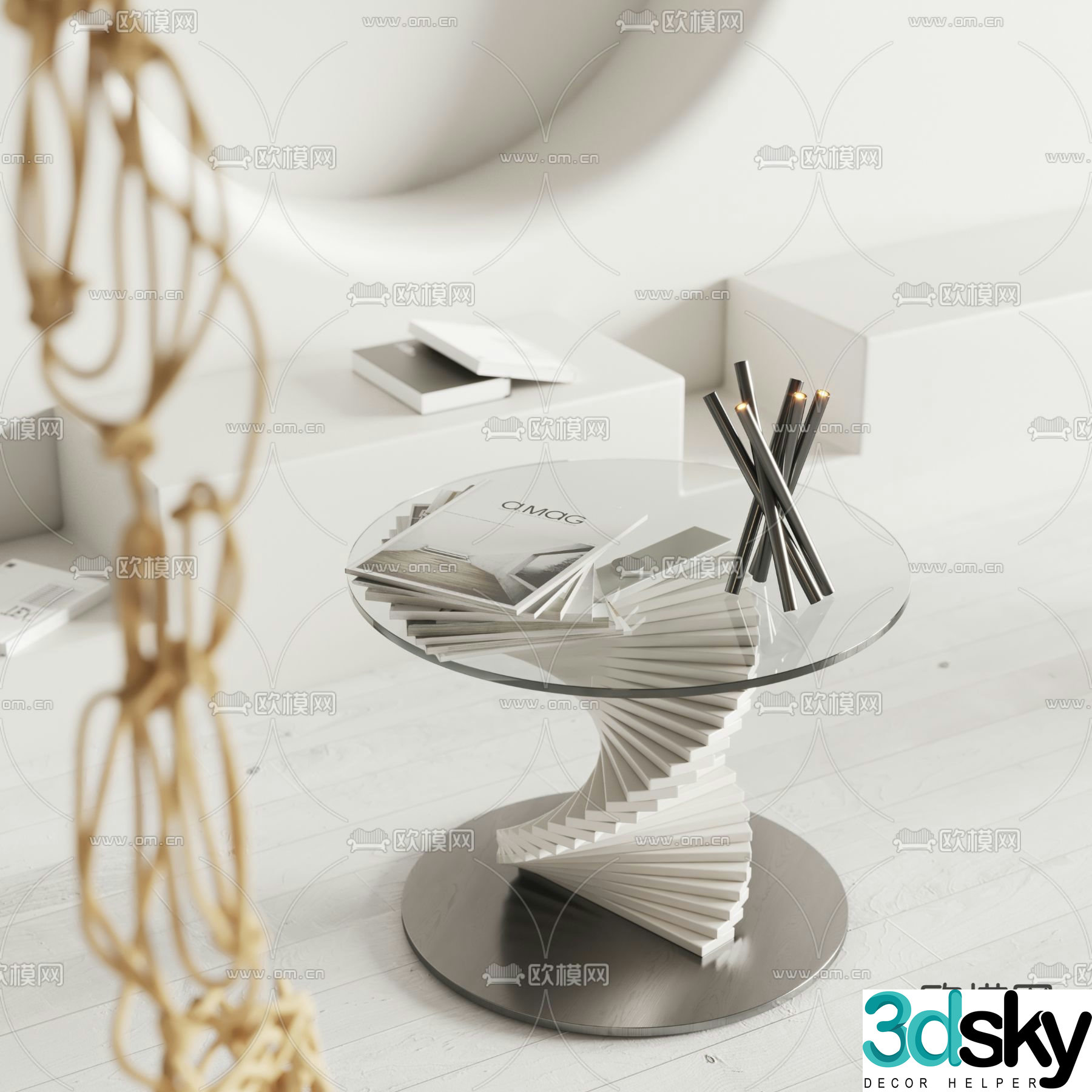 Eichholtz side table round table glass small coffee table 3d model