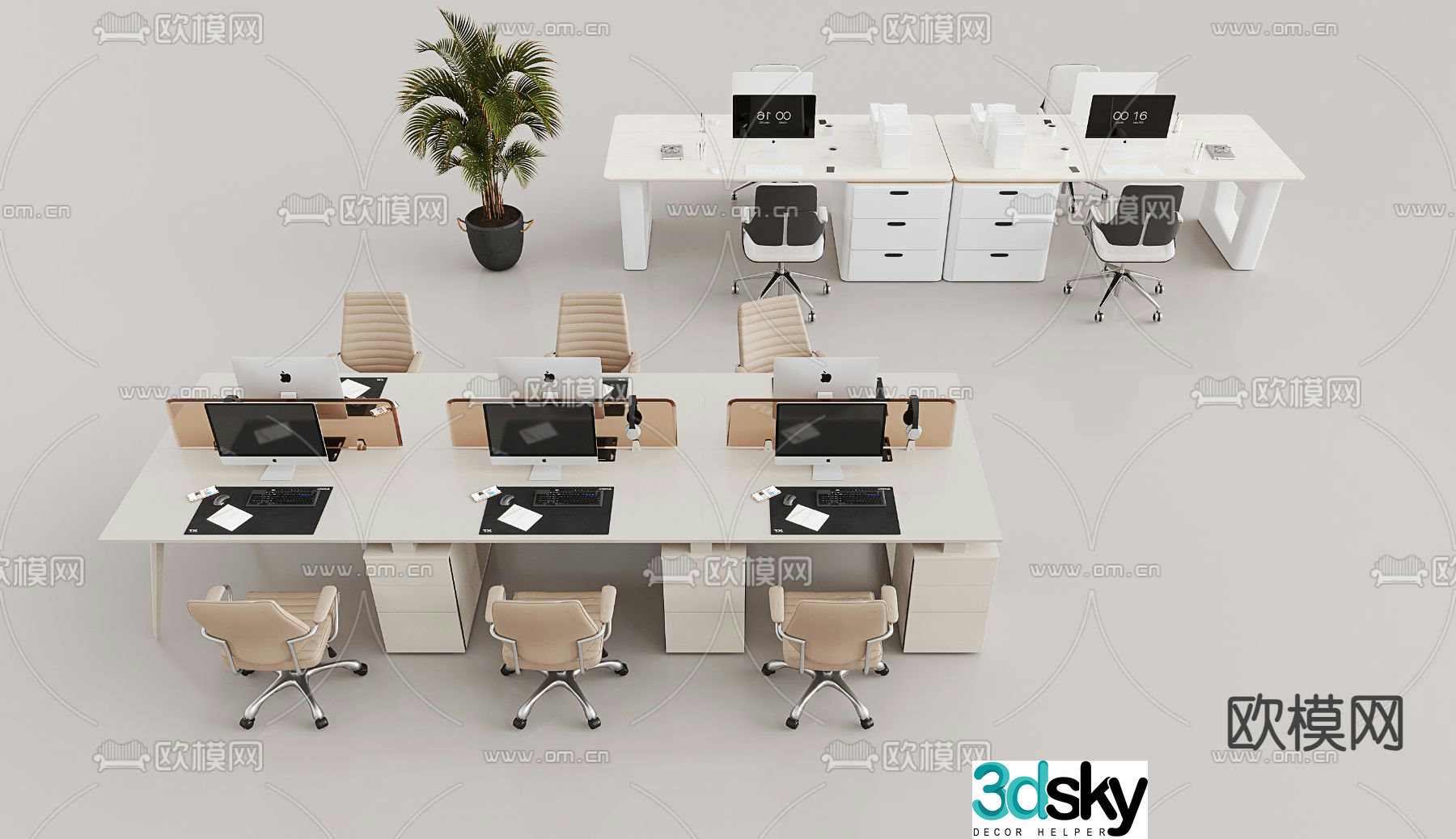 Desk post work station card position 3D model