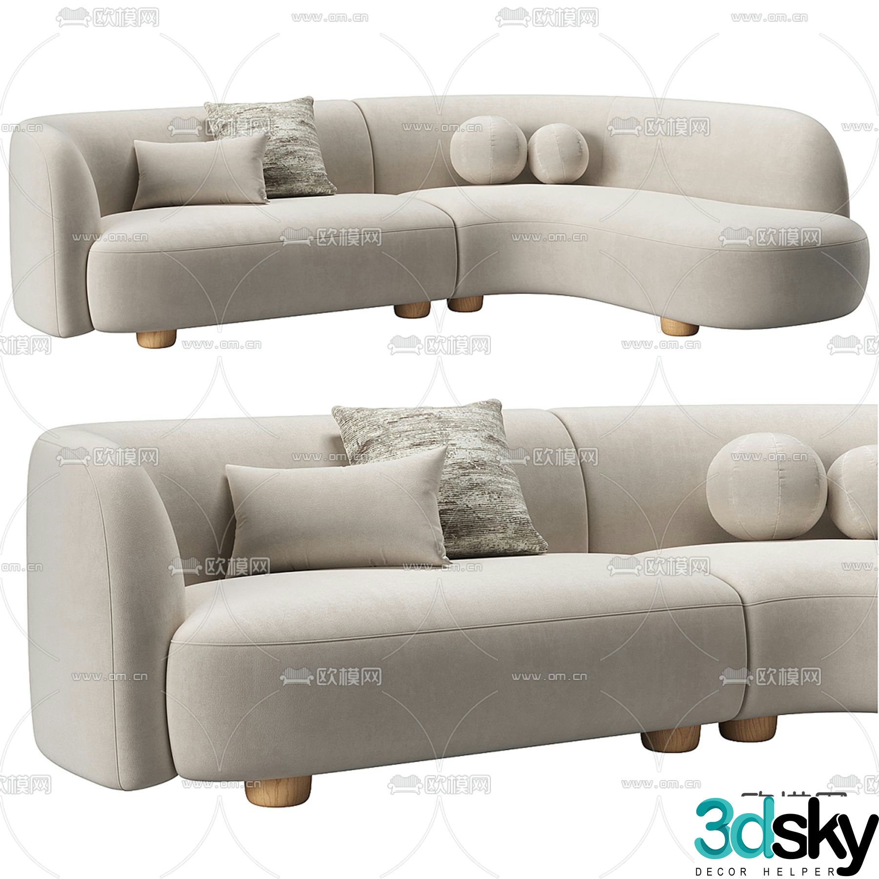 Special shaped sofa curved sofa 3d model