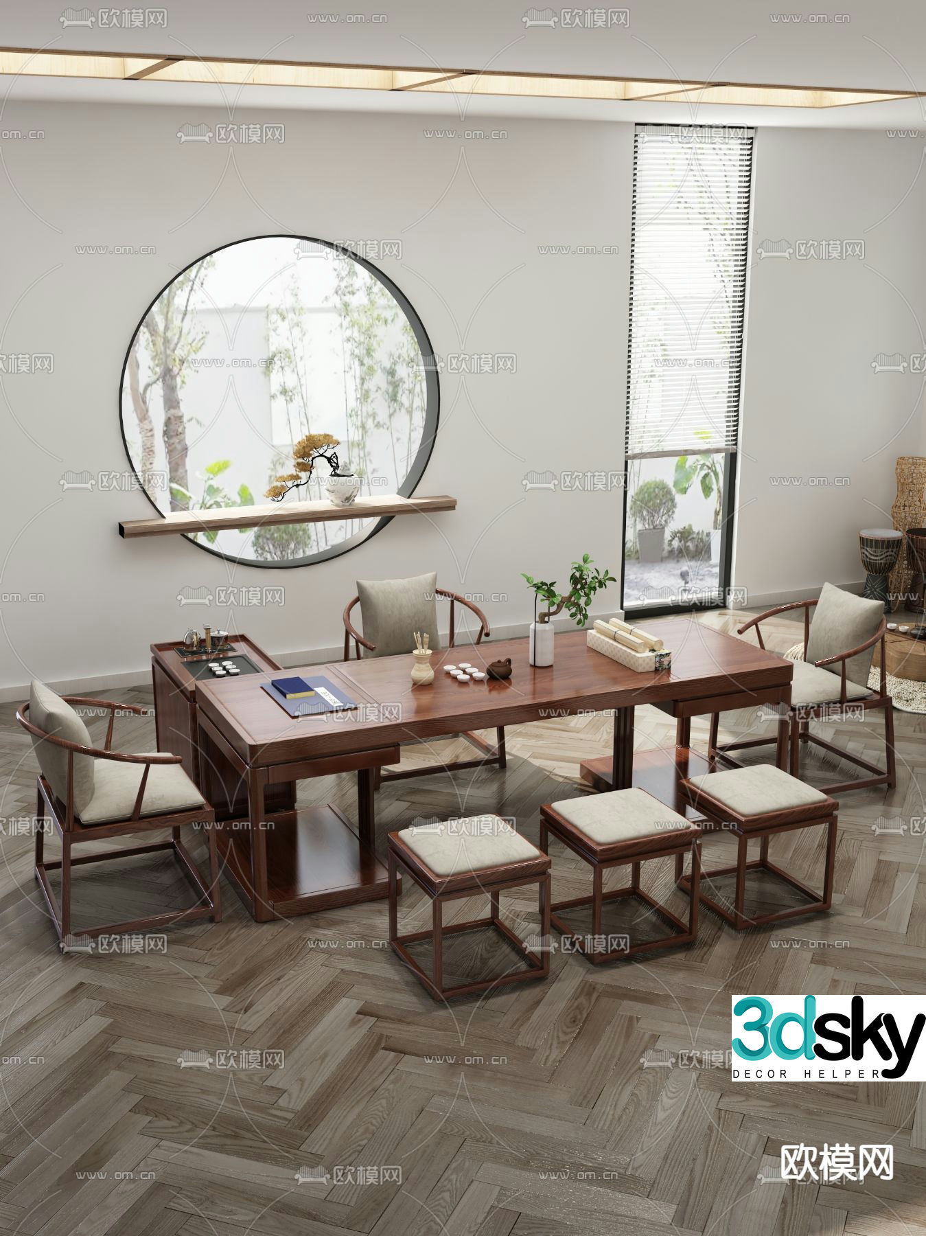 New Chinese style tea table tea table 3d model