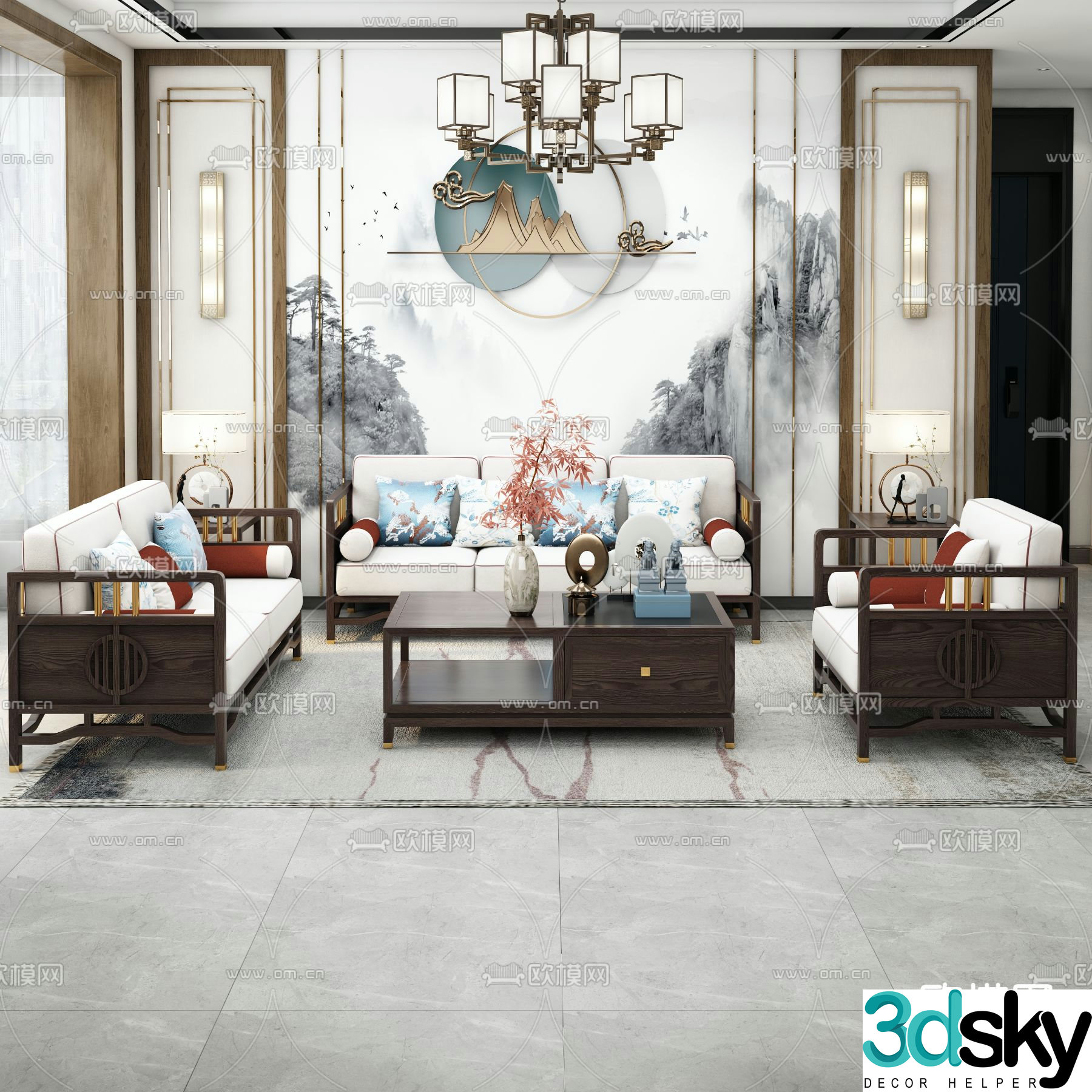 New Chinese living room 3D model
