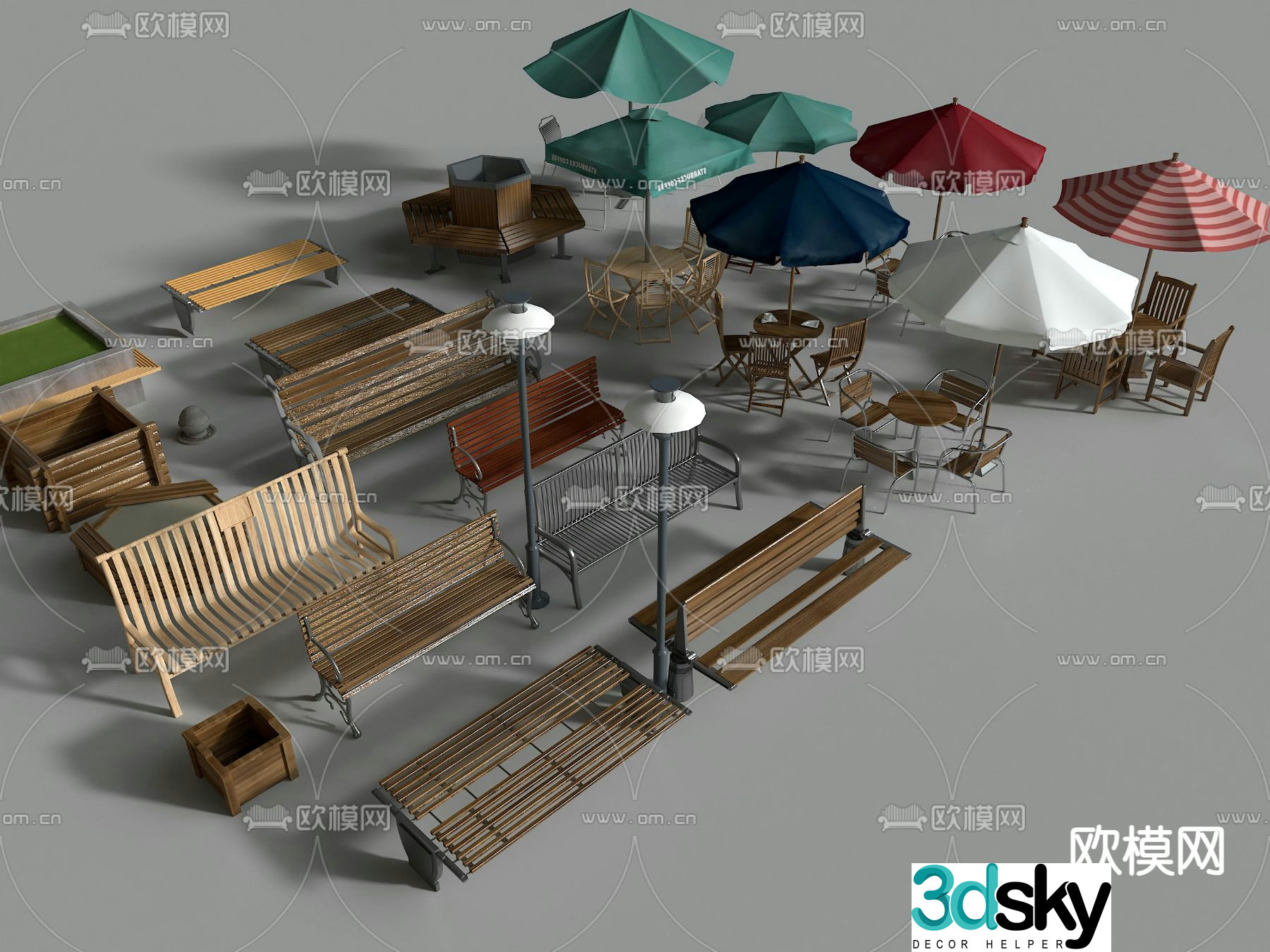 Outer swing outdoor chair park chair parasol sun umbrella leisure table and chair 3d model