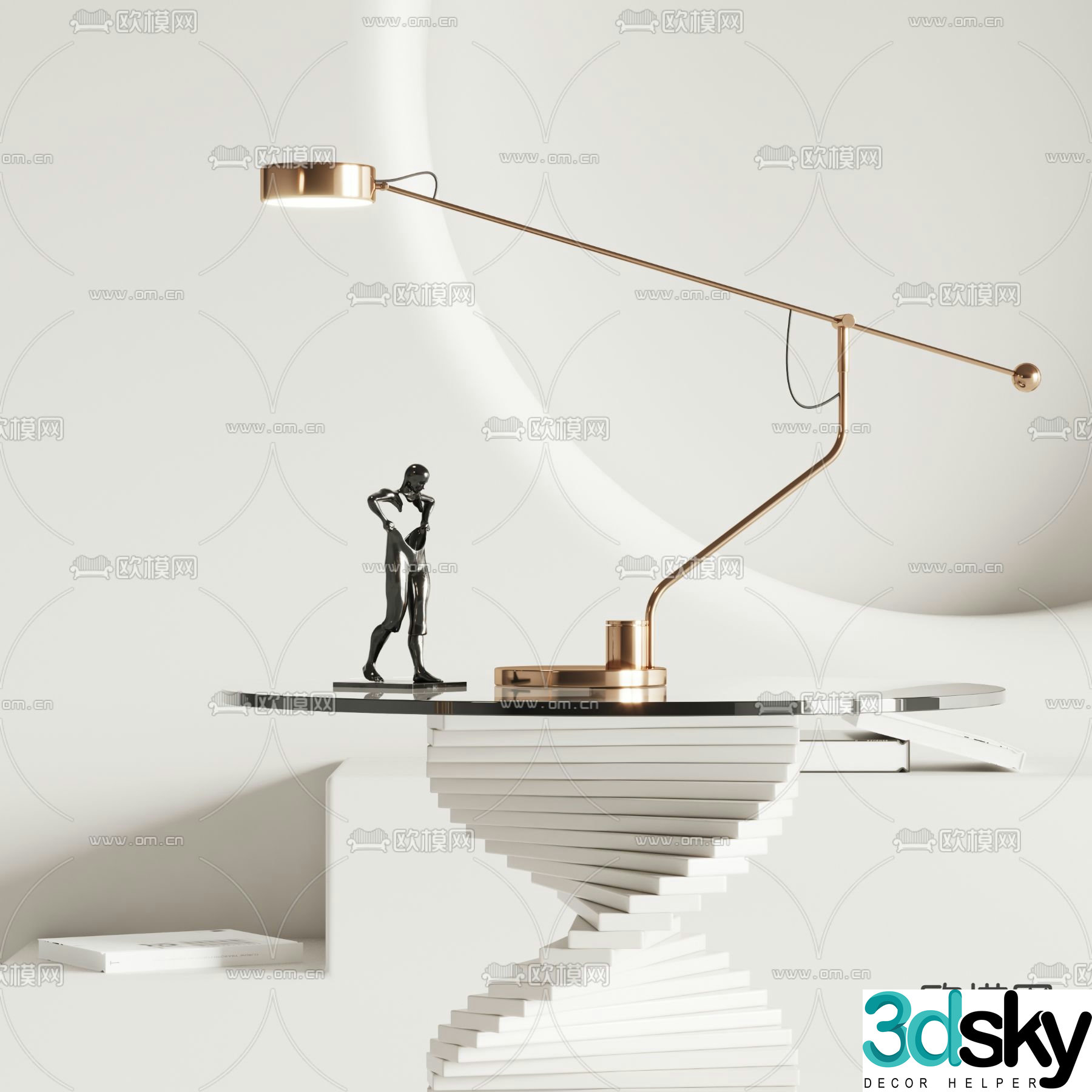 Oluce metal desk lamp reading desk lamp 3d model