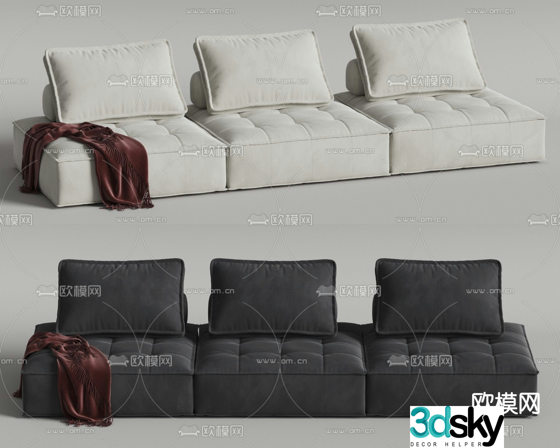 Asiades multi-person sofa three-person sofa leisure sofa 3d model