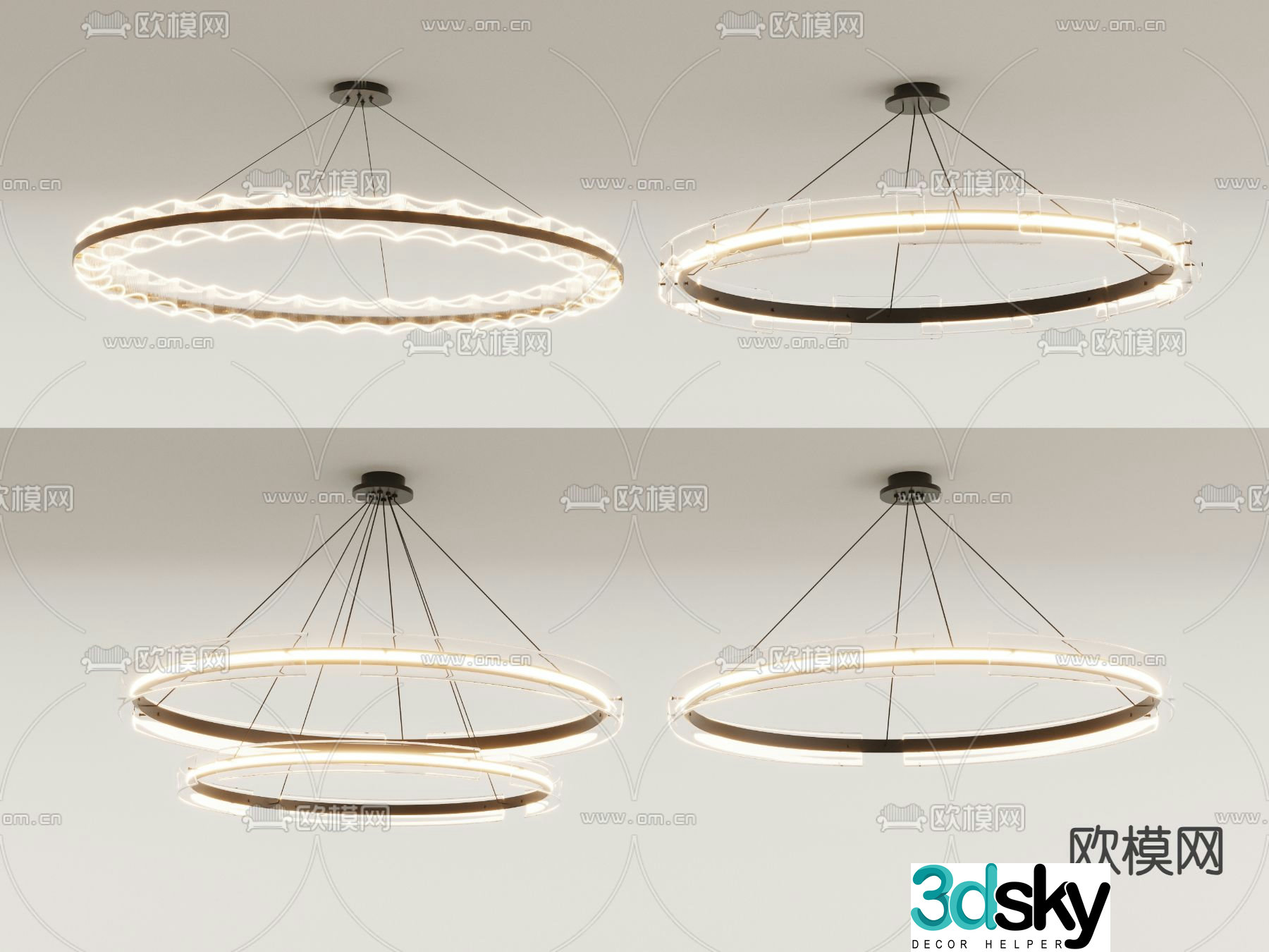 Ring chandelier hall chandelier 3d model