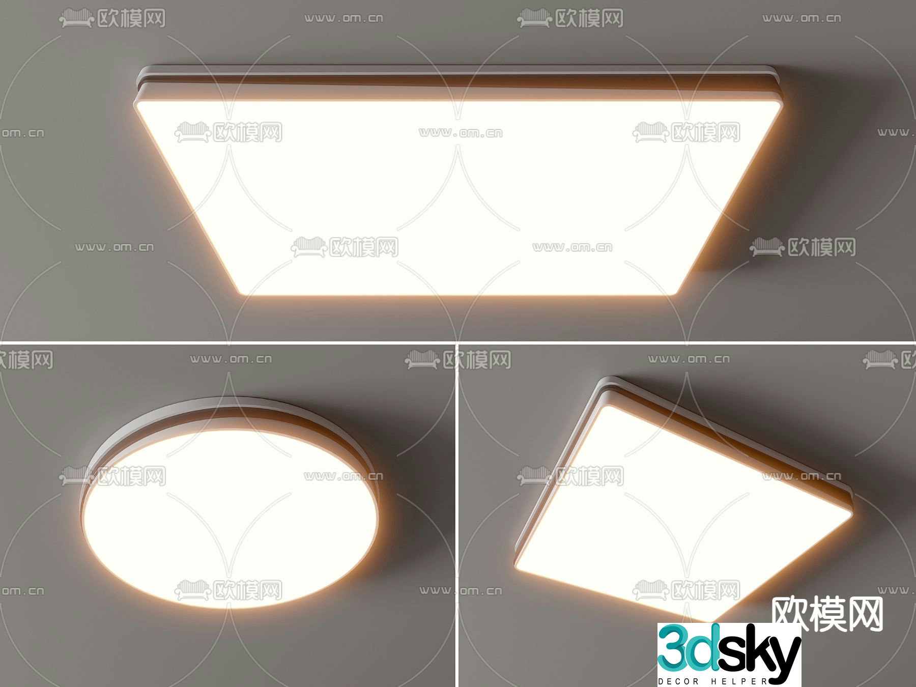 round ceiling lamp square ceiling lamp 3d model