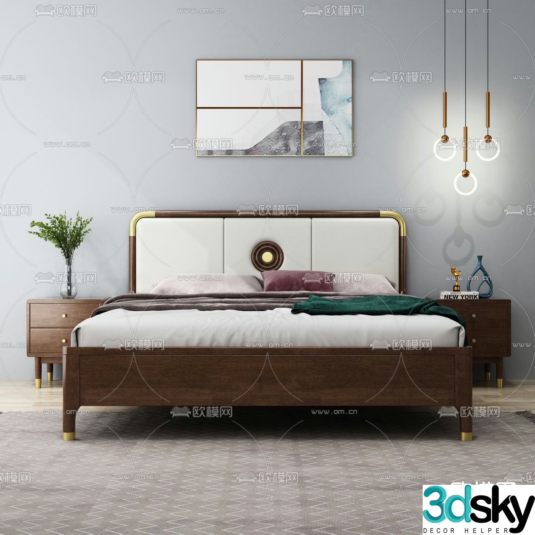 Nordic double bed 3d model