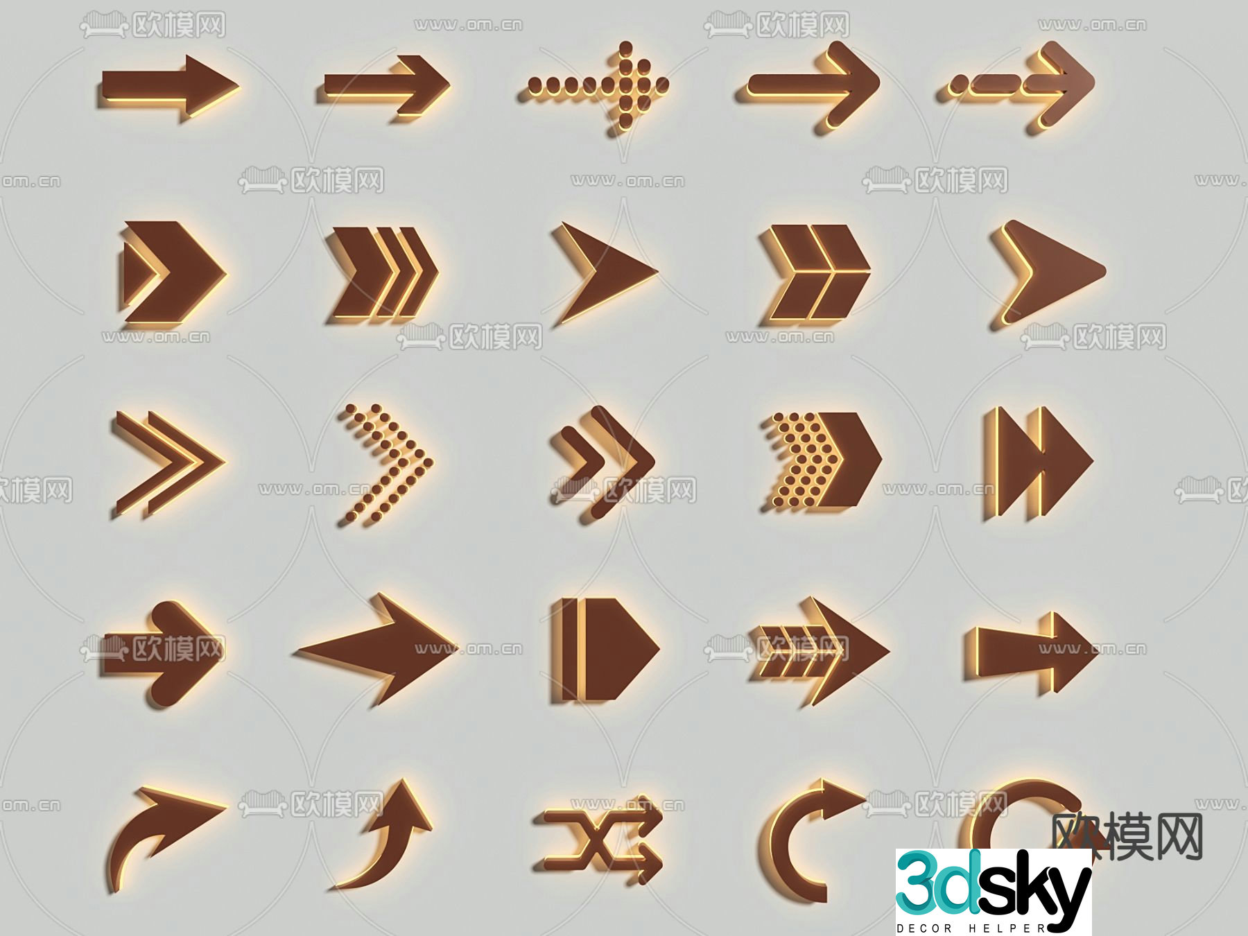 Arrow logo sign guide icon 3d model