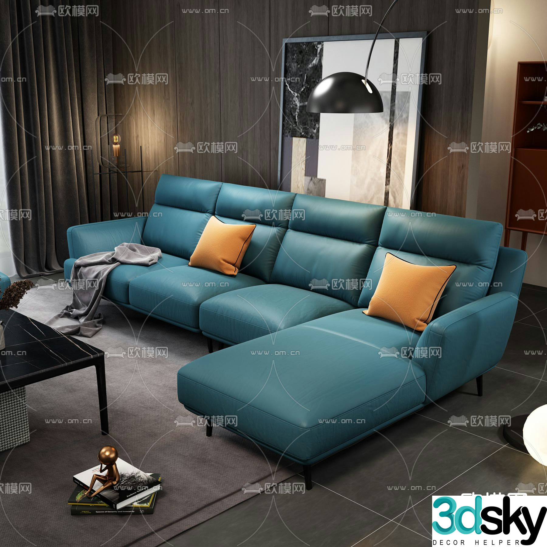 multi-person sofa corner sofa 3d model