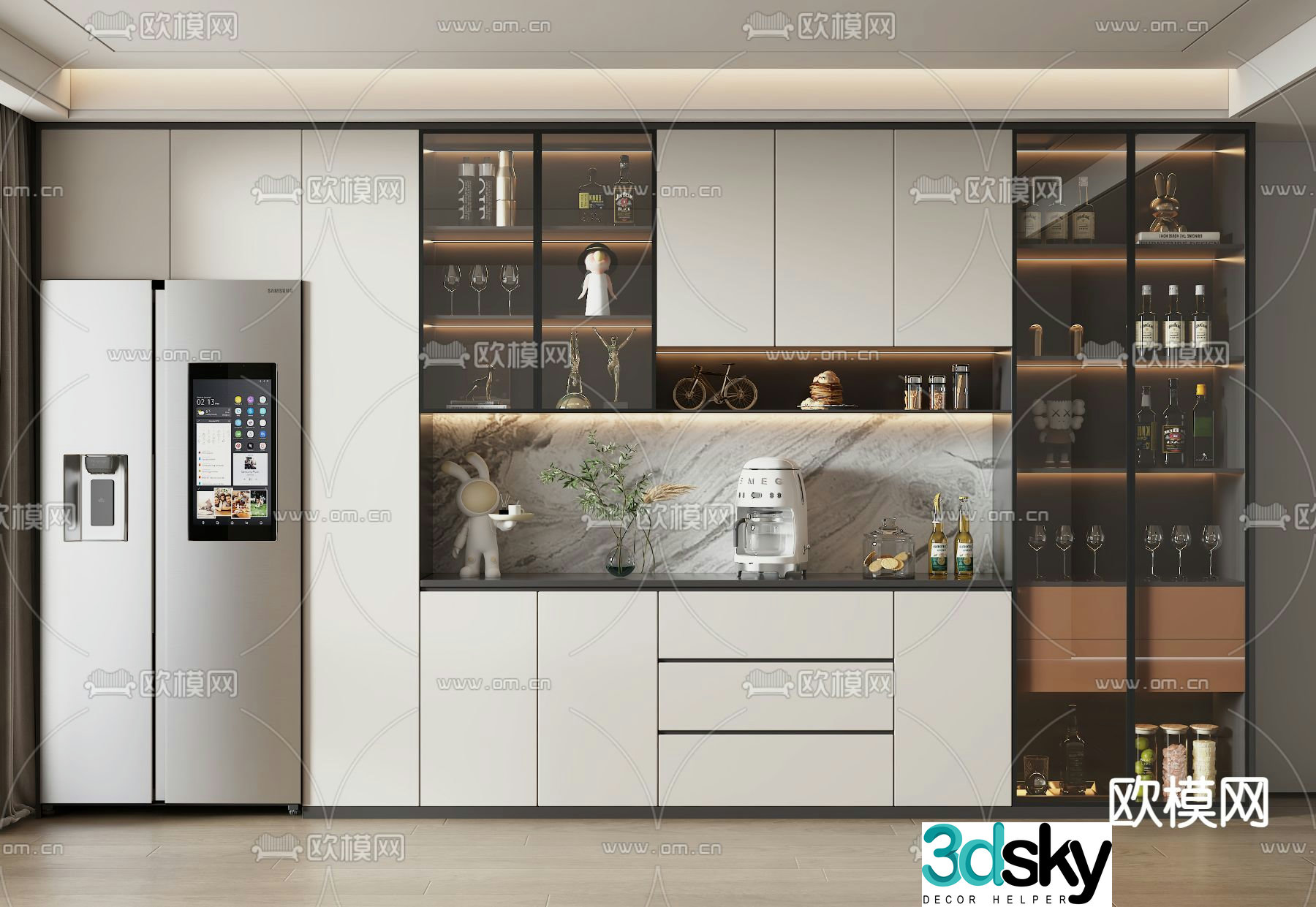 Modern wine cabinet sideboard 3d model