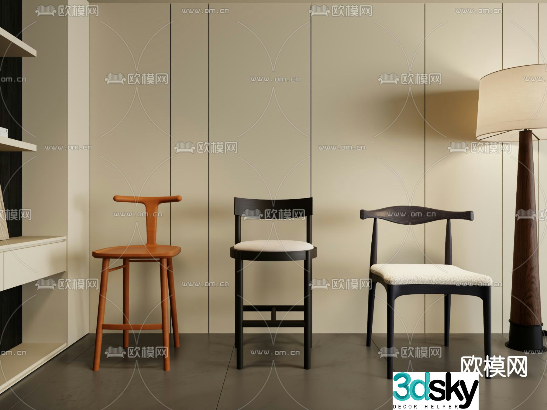 Nordic chair dining chair 3d model