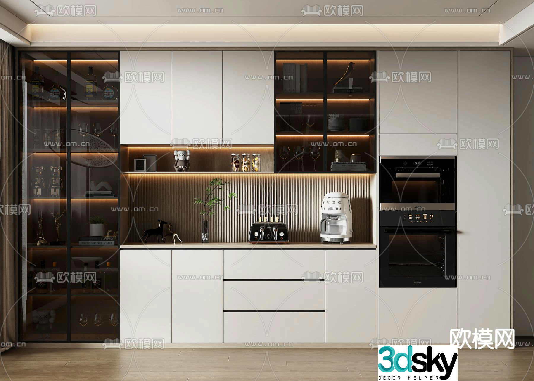 Modern wine cabinet sideboard 3d model