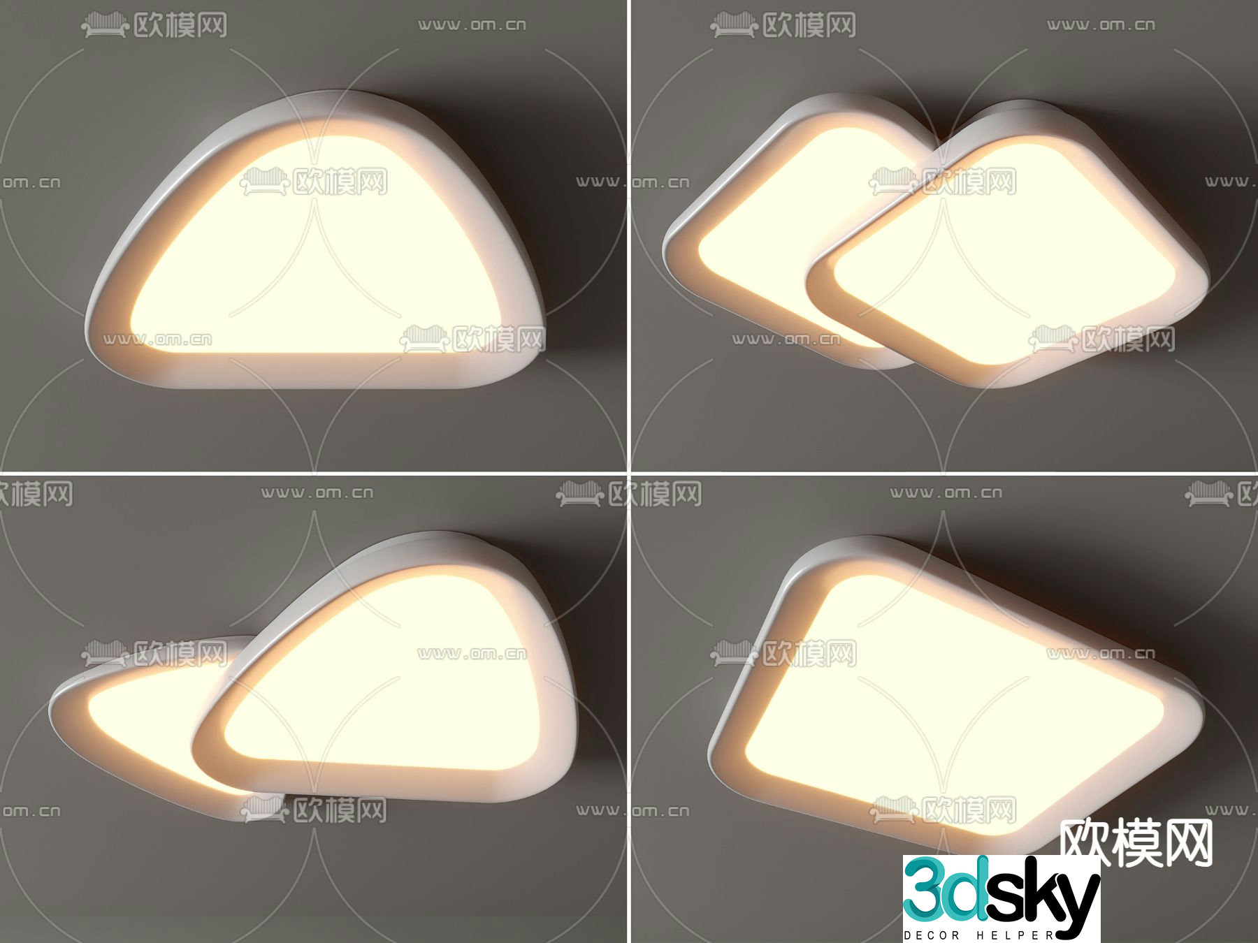 Geometric ceiling lamp bedroom lamp 3d model
