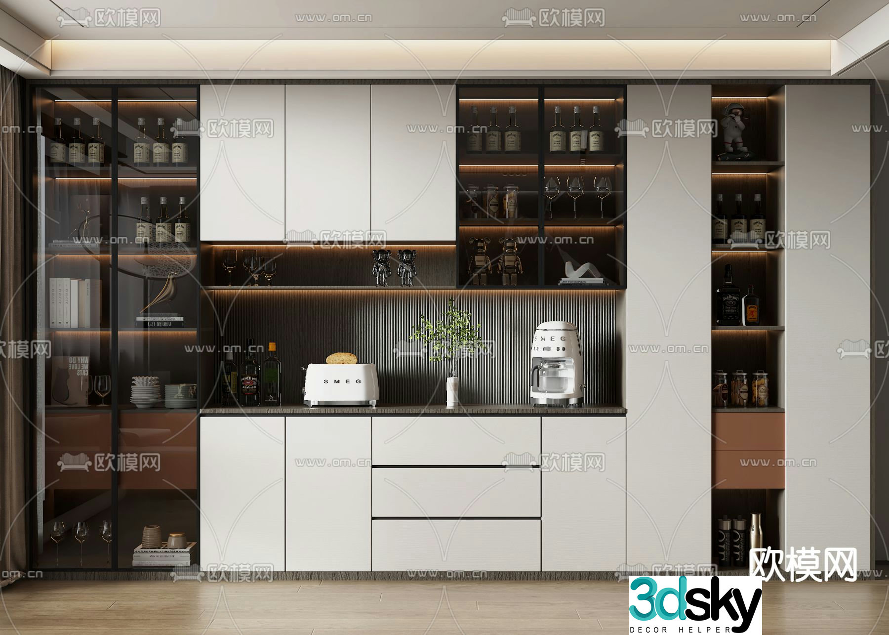 Modern wine cabinet sideboard 3D model