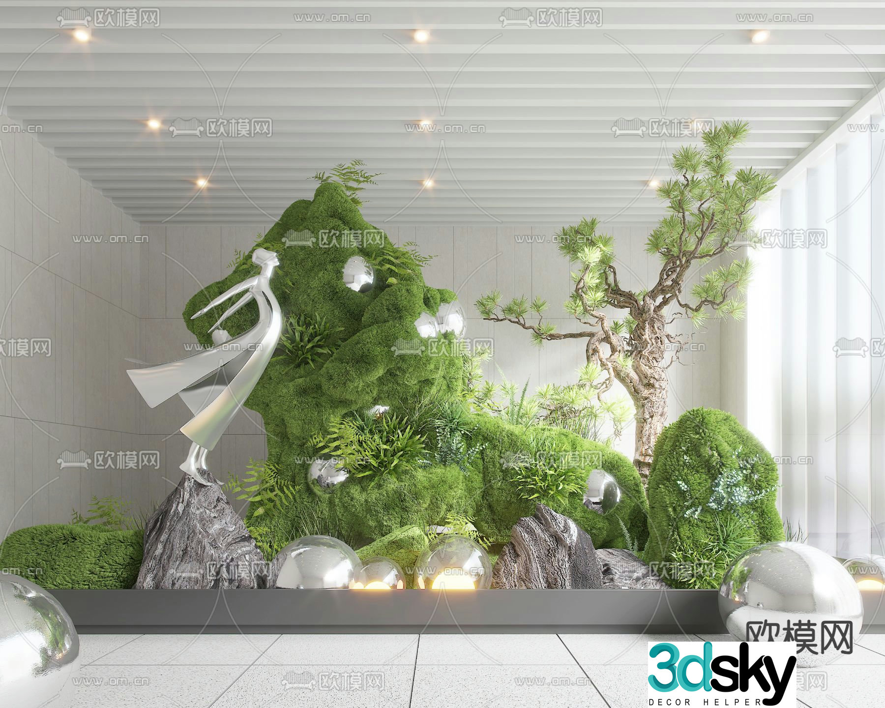 Landscape sketch indoor landscaping moss landscape wall 3D model