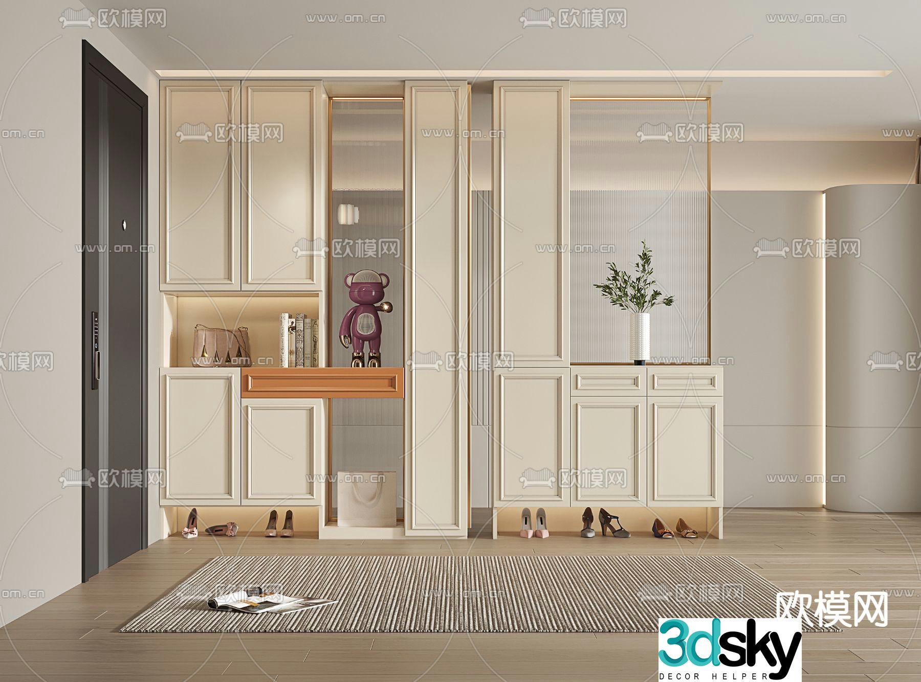 Entrance shoe cabinet partition 3d model