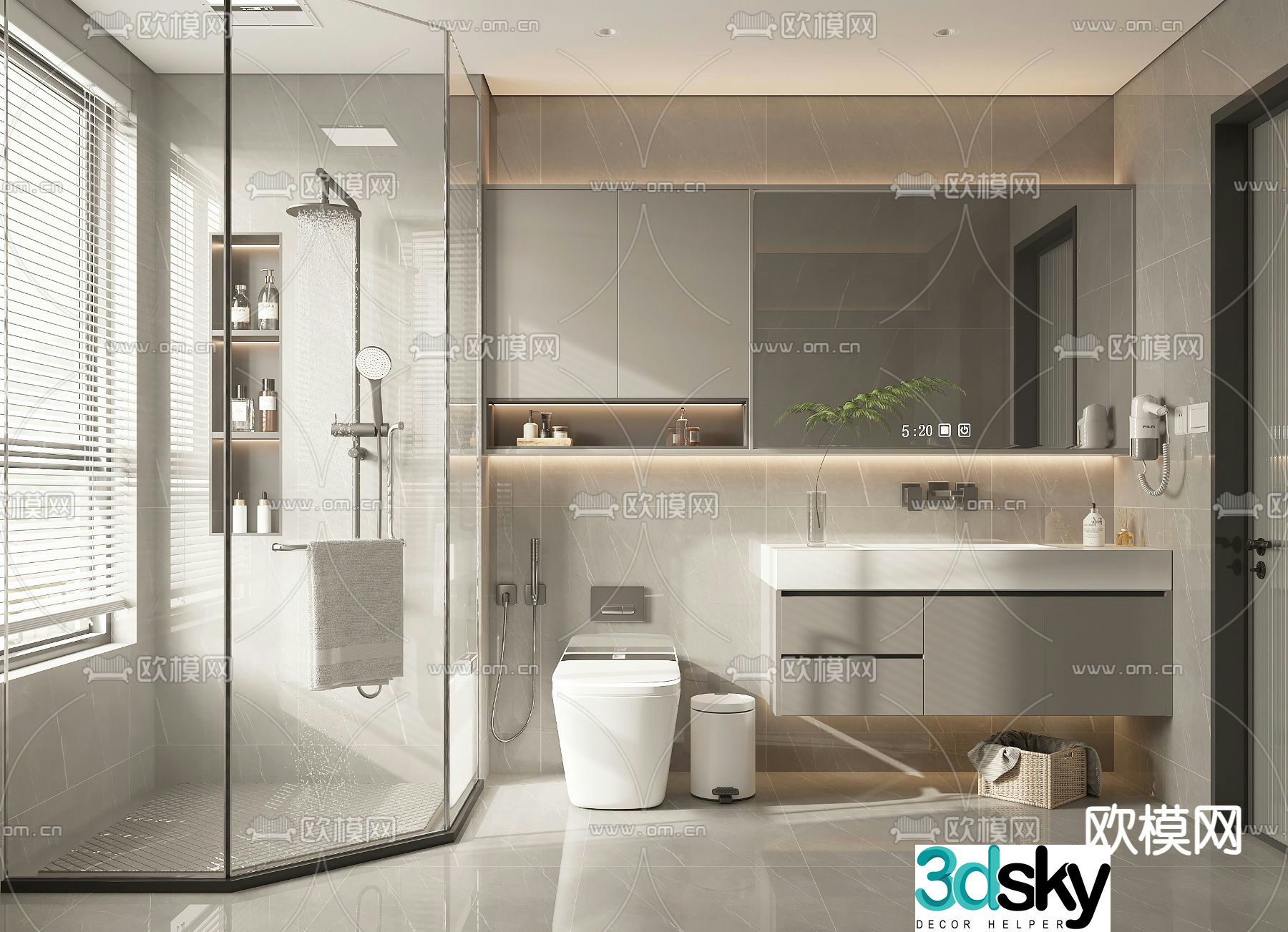 Modern bathroom bathroom toilet 3d model